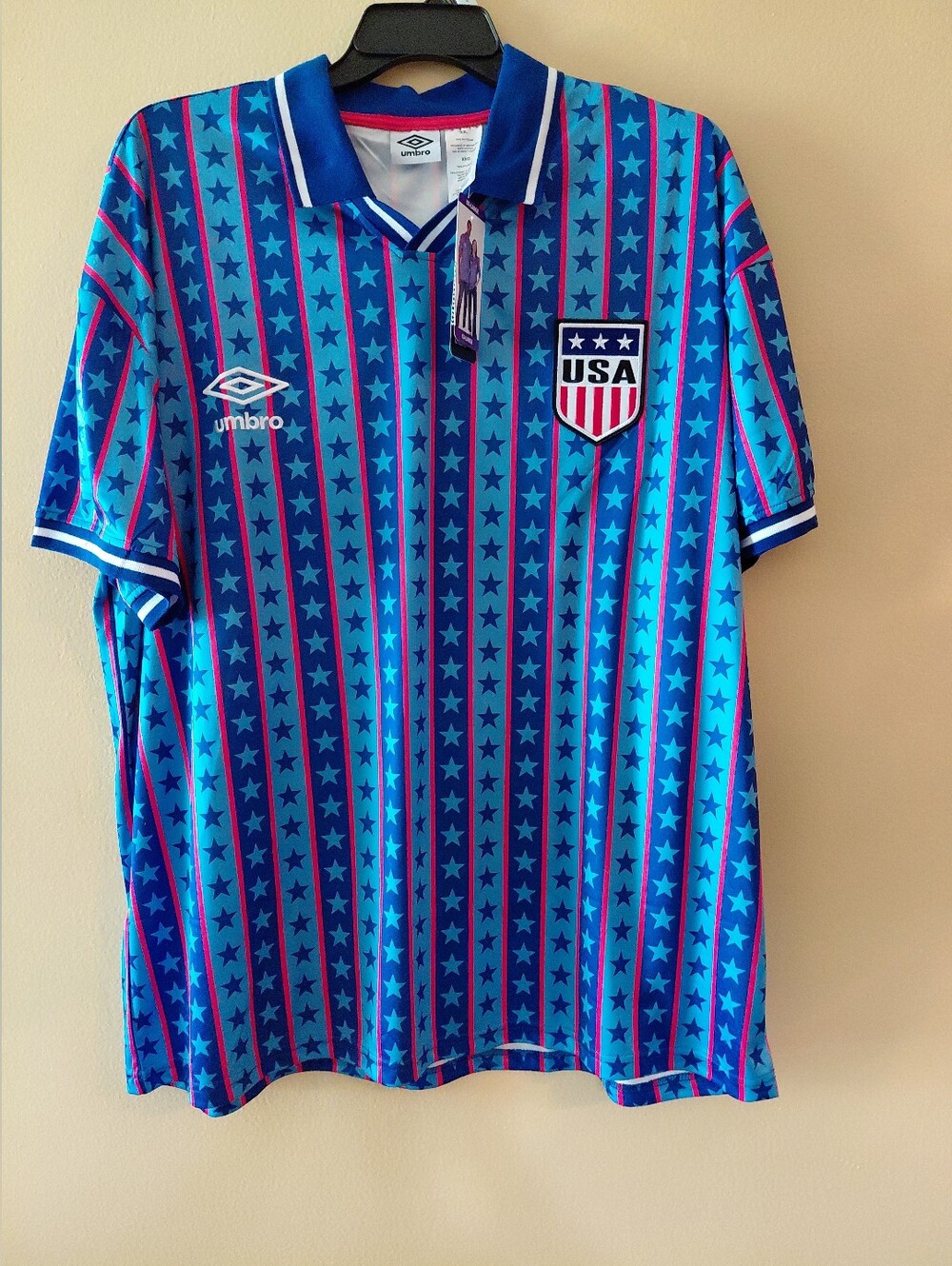 Umbro USA 2026 Soccer Jersey Limited Edition Blue Red Star-Striped Adult 2X  NWT